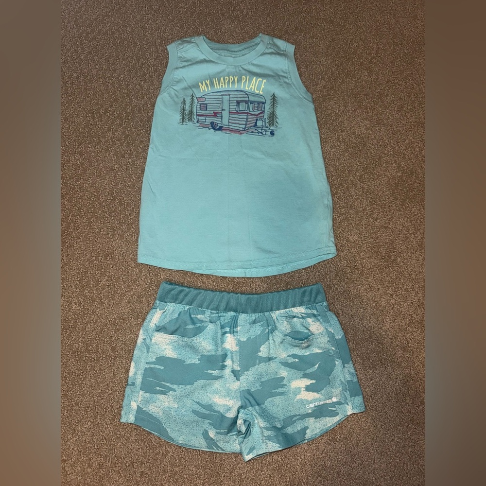 Carhartt Teal Sleeveless Top and Shorts Set